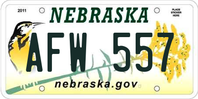 NE license plate AFW557