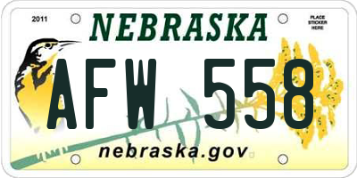 NE license plate AFW558