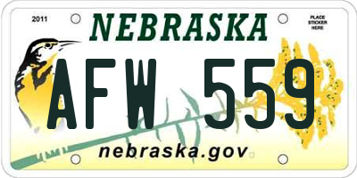 NE license plate AFW559