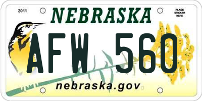 NE license plate AFW560