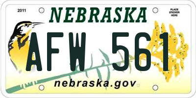 NE license plate AFW561