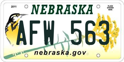 NE license plate AFW563