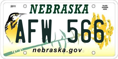 NE license plate AFW566