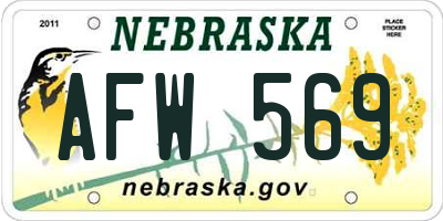 NE license plate AFW569