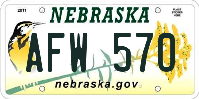 NE license plate AFW570