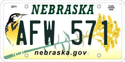 NE license plate AFW571
