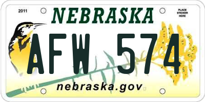 NE license plate AFW574