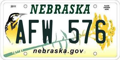 NE license plate AFW576