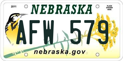 NE license plate AFW579