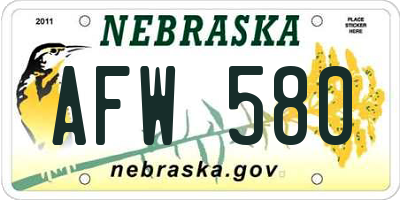 NE license plate AFW580