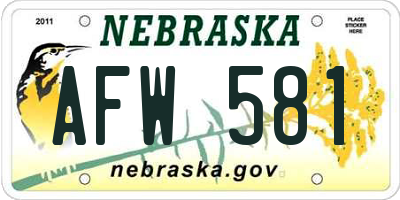 NE license plate AFW581