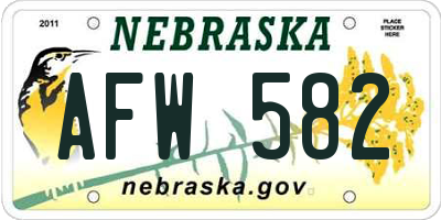 NE license plate AFW582