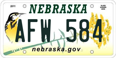 NE license plate AFW584