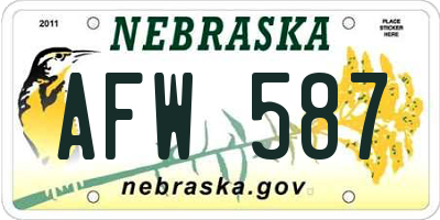 NE license plate AFW587