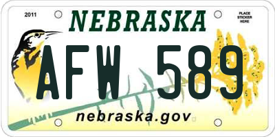 NE license plate AFW589