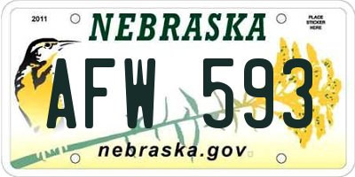 NE license plate AFW593