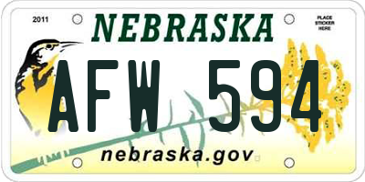 NE license plate AFW594