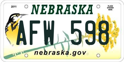 NE license plate AFW598