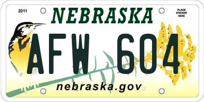 NE license plate AFW604