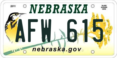 NE license plate AFW615
