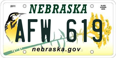 NE license plate AFW619