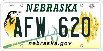 NE license plate AFW620