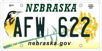NE license plate AFW622