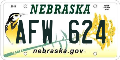 NE license plate AFW624