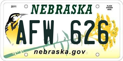 NE license plate AFW626