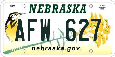 NE license plate AFW627