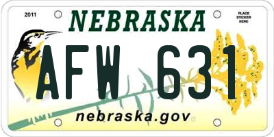 NE license plate AFW631
