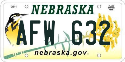 NE license plate AFW632