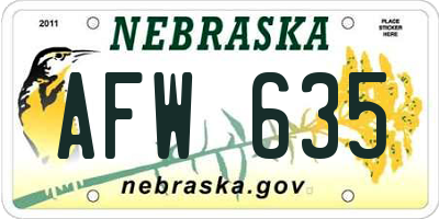 NE license plate AFW635