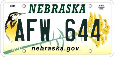 NE license plate AFW644
