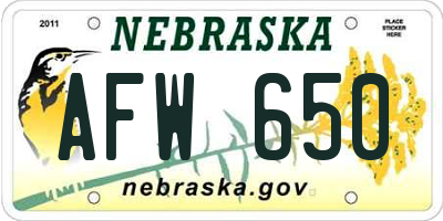 NE license plate AFW650