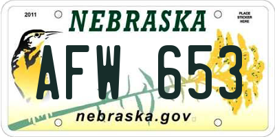 NE license plate AFW653