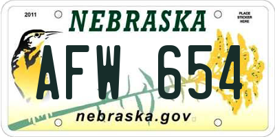 NE license plate AFW654