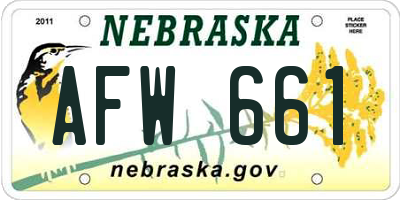 NE license plate AFW661