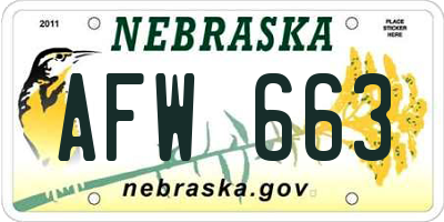 NE license plate AFW663