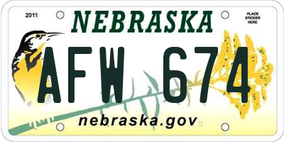 NE license plate AFW674