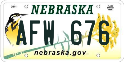 NE license plate AFW676