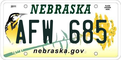 NE license plate AFW685