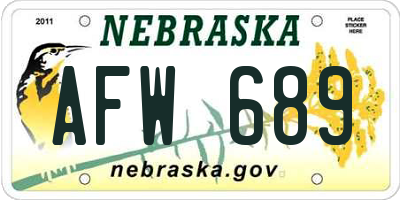 NE license plate AFW689