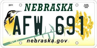 NE license plate AFW691