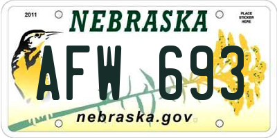 NE license plate AFW693