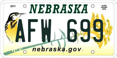 NE license plate AFW699