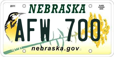 NE license plate AFW700