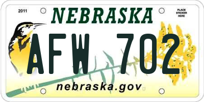 NE license plate AFW702