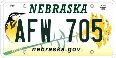 NE license plate AFW705