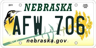 NE license plate AFW706